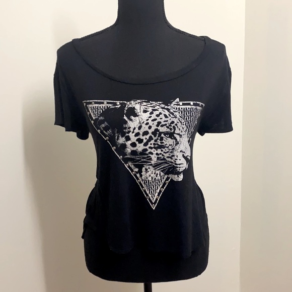 Charlotte Russe Assymetrical Off Shoulder High Low 3-D Tiger Short Sleeve Shirt - Picture 6 of 16
